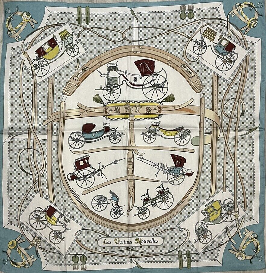 ‘Chainescarf’ 90cm, 35" Square Scarf Rolled Edges, Hermes Style