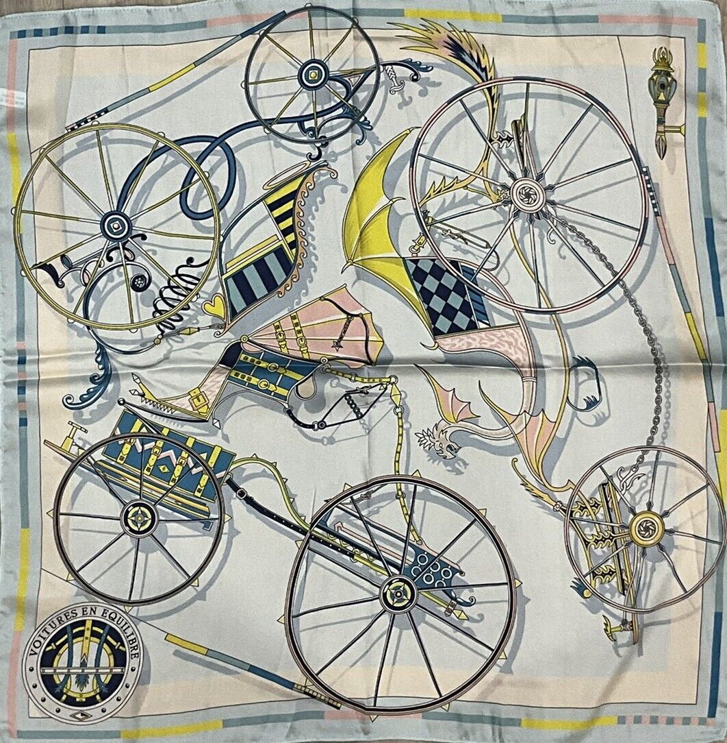 ‘Chainescarf’ 53cm, 27" 100% Silk Feel Square scarf Hermes Style