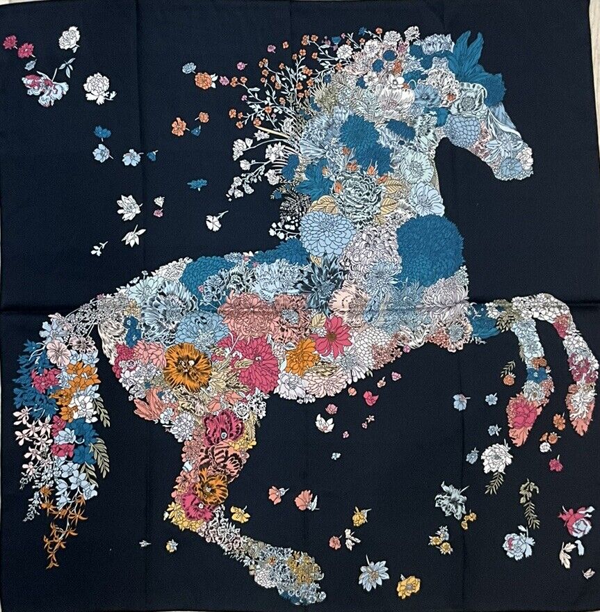 ‘Chainescarf’ 90cm, 35" 100% silk square scarf, elegant designer look