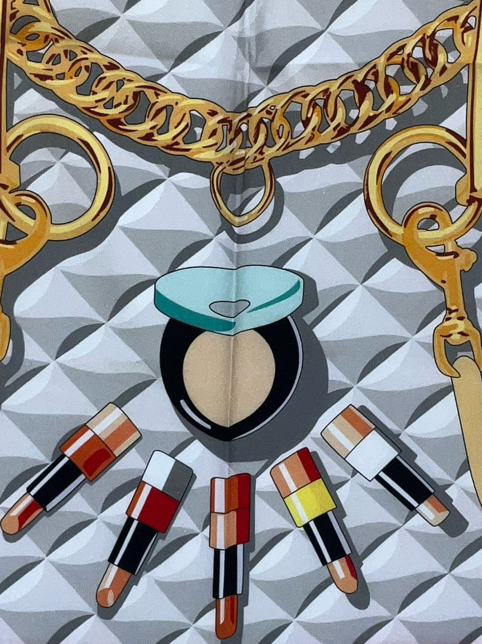 Chainescarf’ 90cm, 35" 100% silk square scarf, elegant designer look