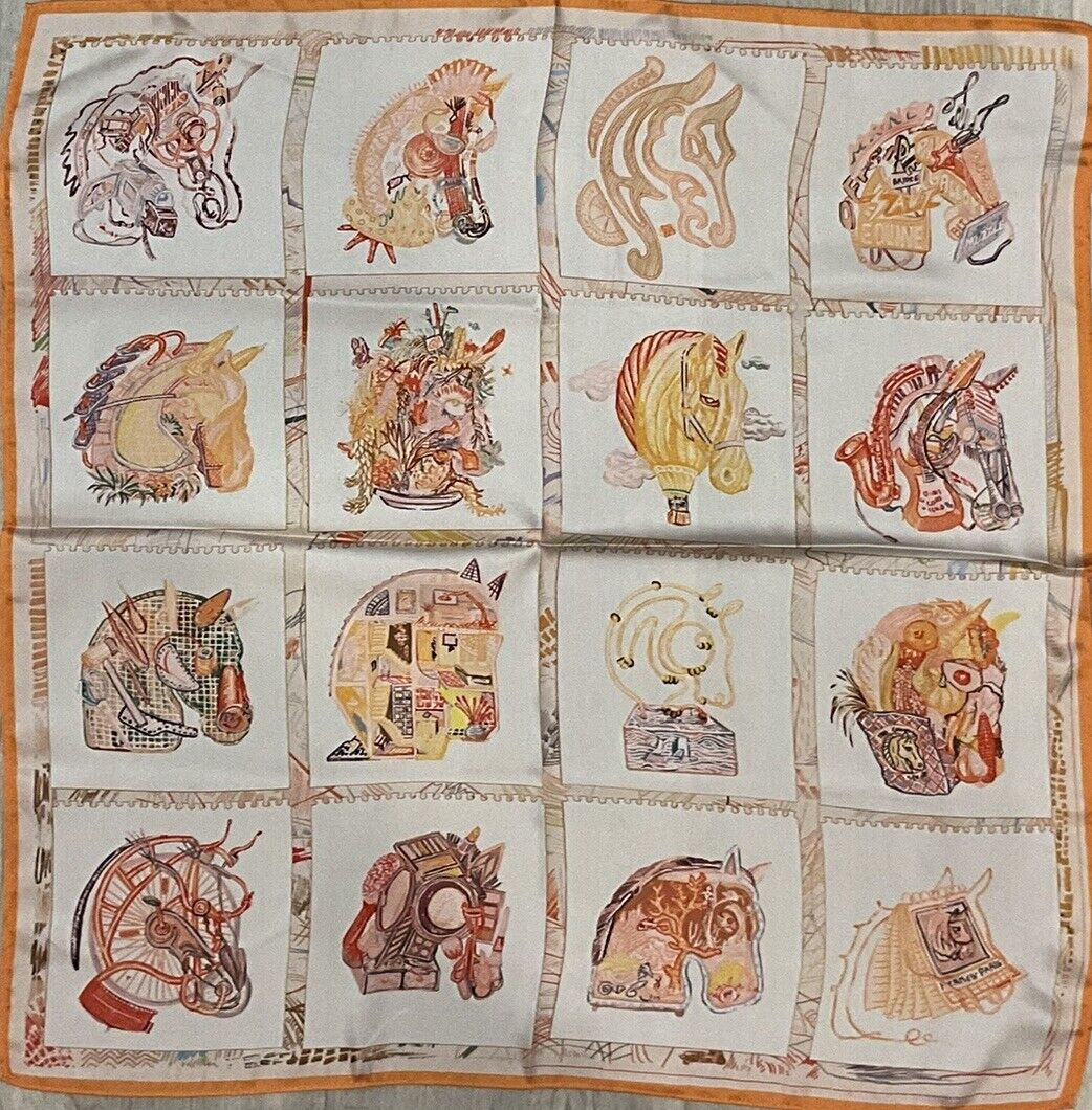 ‘Chainescarf’ 53cm, 27" 100% Silk Feel Elegant Designer Look Square scarf