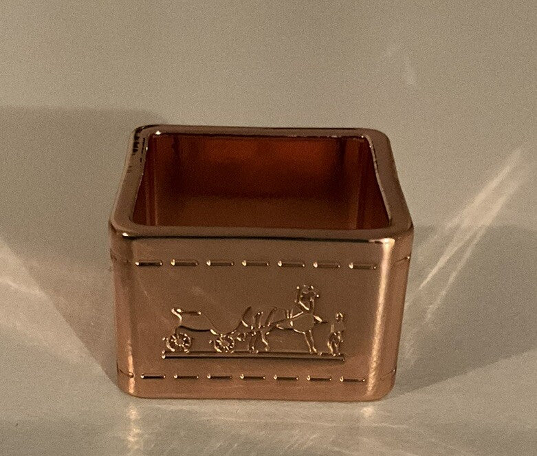Elite Designer Look Bolduce Square Scarf Ring, Horse Carriage- Rose Gold