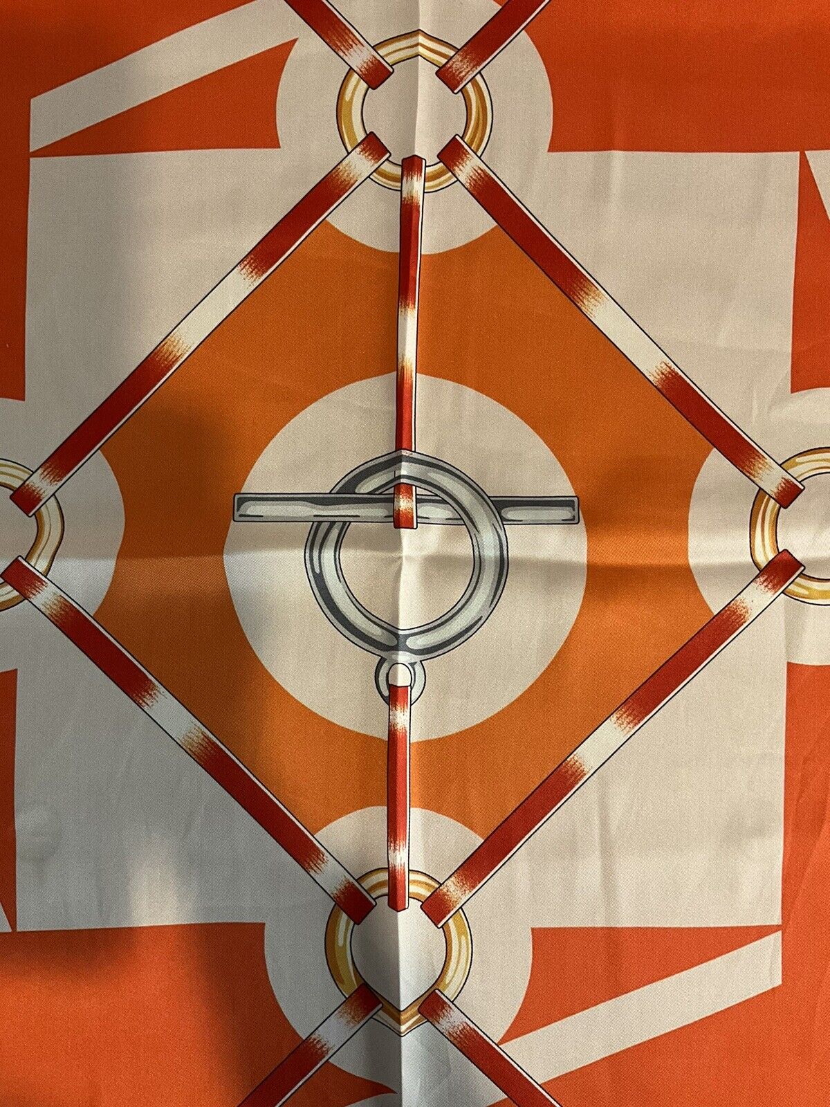 ‘Chainescarf’ 90cm, 35" 100% silk square scarf, elegant designer look