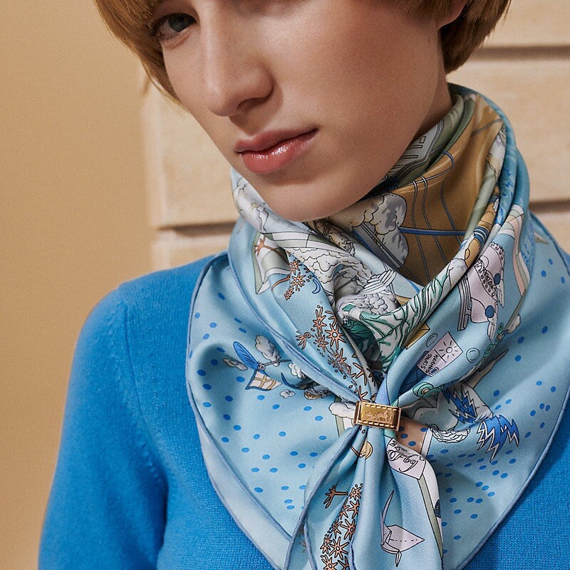 Elite Designer Look Bolduce Square Scarf Ring, Horse Carriage- Rose Gold