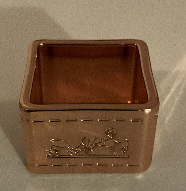 Elite Designer Look Bolduce Square Scarf Ring, Horse Carriage- Rose Gold