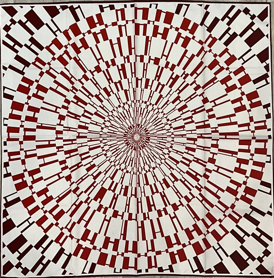 ‘Chainescarf’ 90cm, 35" 100% silk scarf rolled edges, elegant designer look