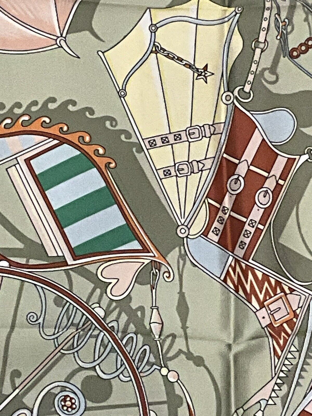 ‘Chainescarf’ 90cm, 35" 100% silk square scarf, elegant designer look