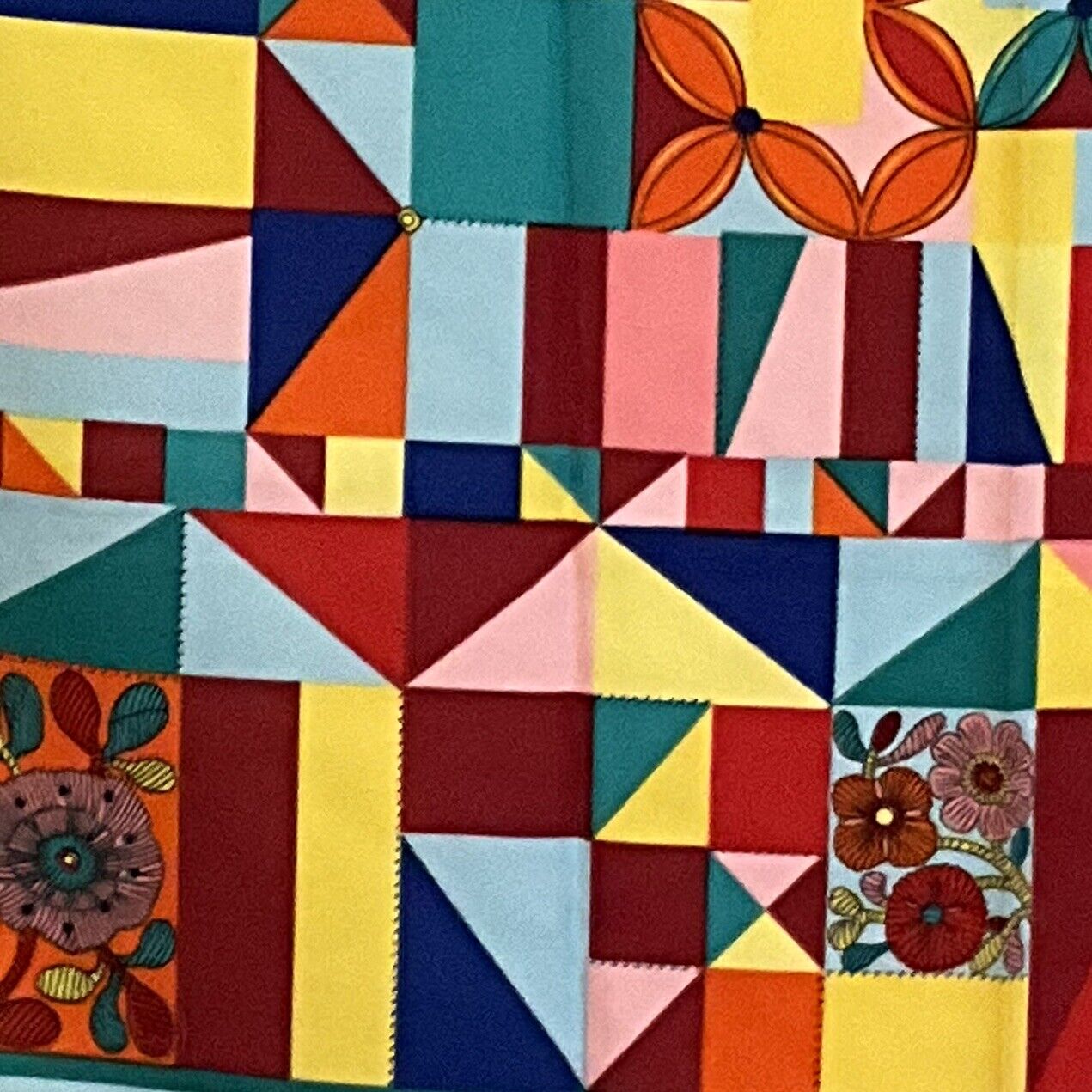 ‘Chainescarf’ 90cm, 35" 100% silk square scarf, elegant designer look