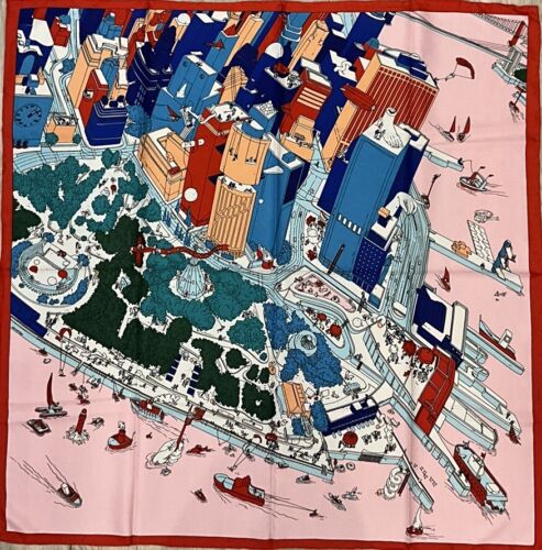 ‘Chainescarf’ 90cm, 35" 100% silk scarf rolled edges, elegant designer look