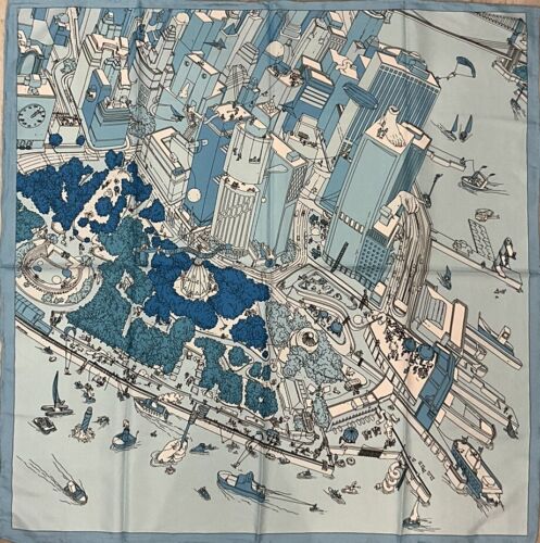 ‘Chainescarf’ 90cm, 35" 100% silk scarf rolled edges, elegant designer look
