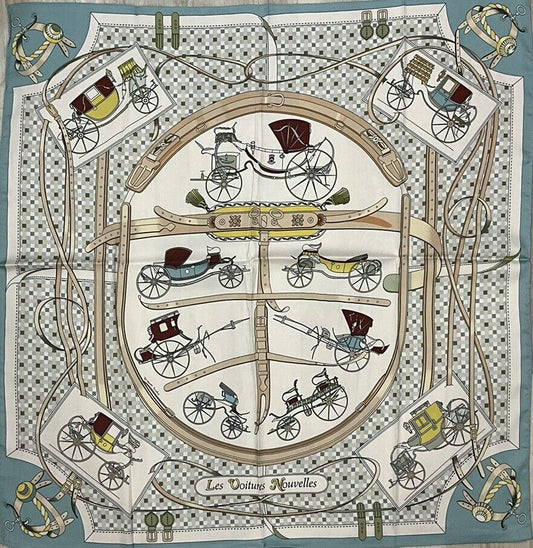 ‘Chainescarf’ 90cm, 35" Square Scarf Rolled Edges, Hermes Style