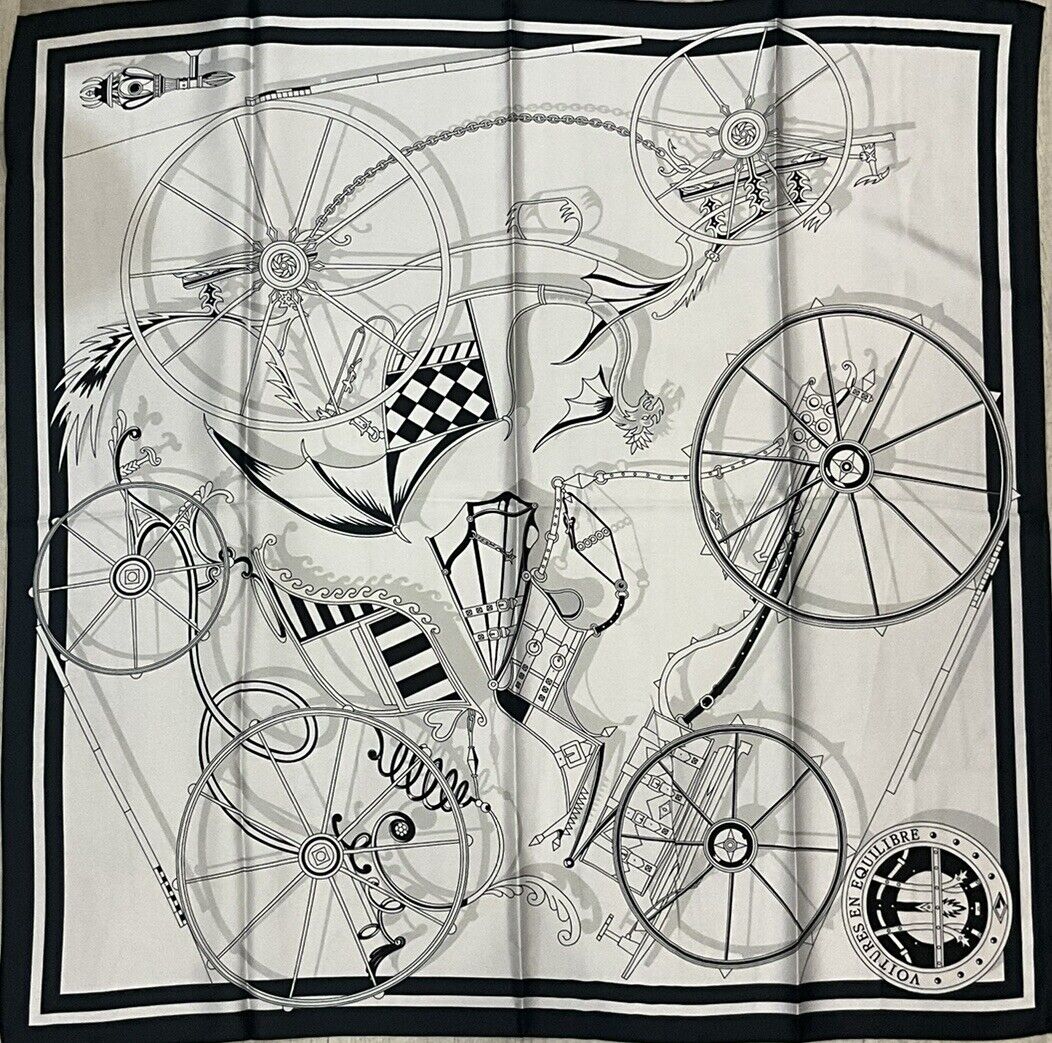 ‘Chainescarf’ 90cm, 35" Square Scarf Rolled Edges, Hermes Style