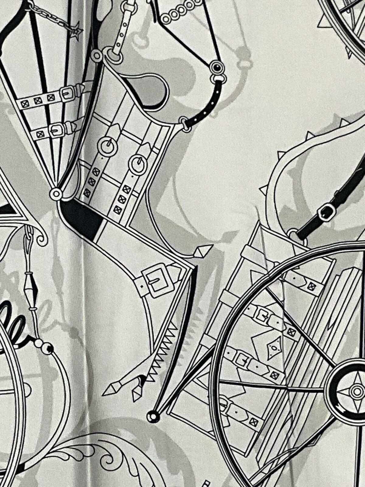 ‘Chainescarf’ 90cm, 35" Square Scarf Rolled Edges, Hermes Style