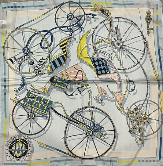 ‘Chainescarf’ 53cm, 27" 100% Silk Feel Square scarf Hermes Style