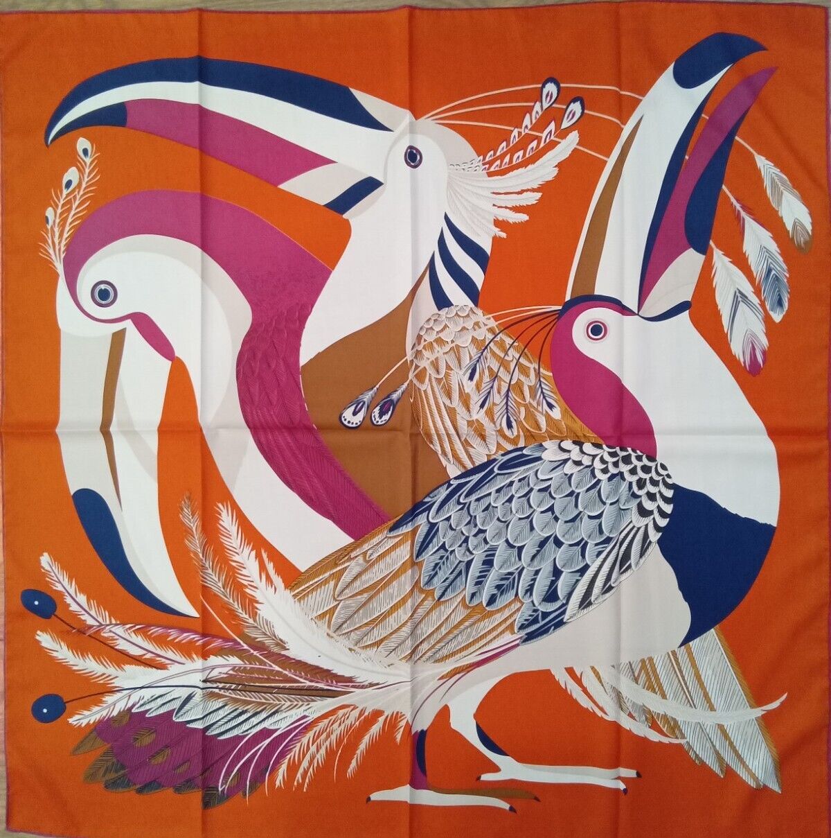 ‘Chainescarf’ 90cm, 35" Square scarf, rolled edges, Hermes Style