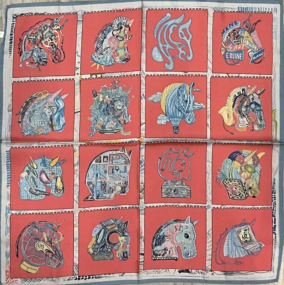 ‘Chainescarf’ 53cm, 27" 100% Silk Feel Square scarf Hermes Style