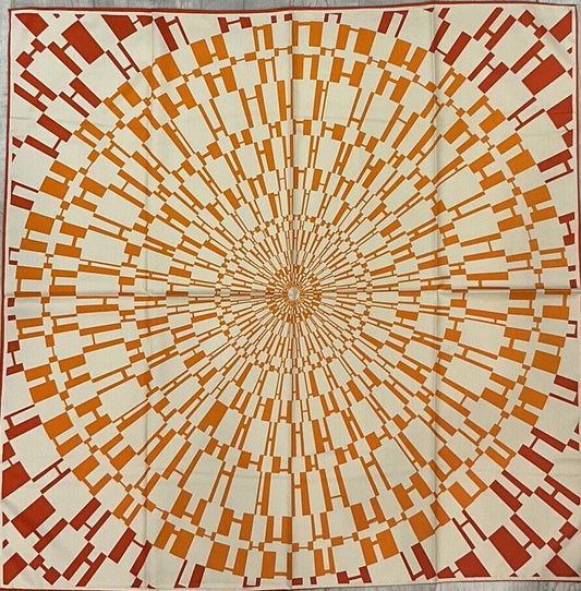 ‘Chainescarf’ 90cm, 35" 100% silk scarf rolled edges, elegant designer look