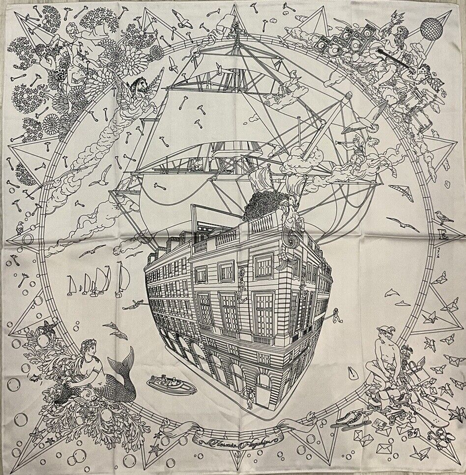 ‘Chainescarf’ Hermes Style Scarf 90cm, 35" Square