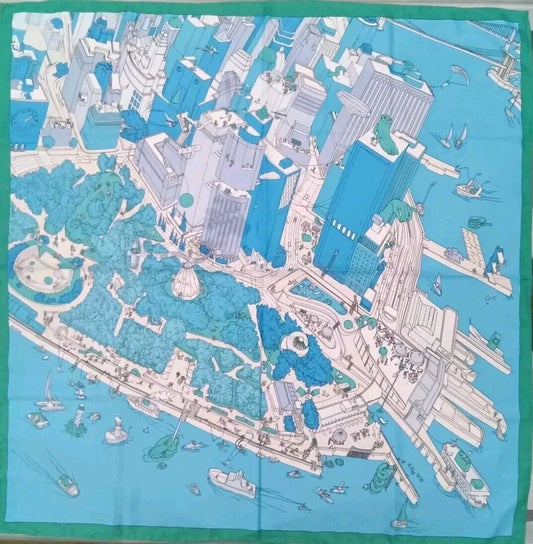 ‘Chainescarf’ 90cm, 35" Square scarf, rolled edges, Hermes Style
