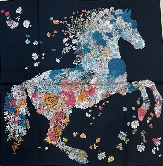 ‘Chainescarf’ 90cm, 35" 100% silk square scarf, elegant designer look