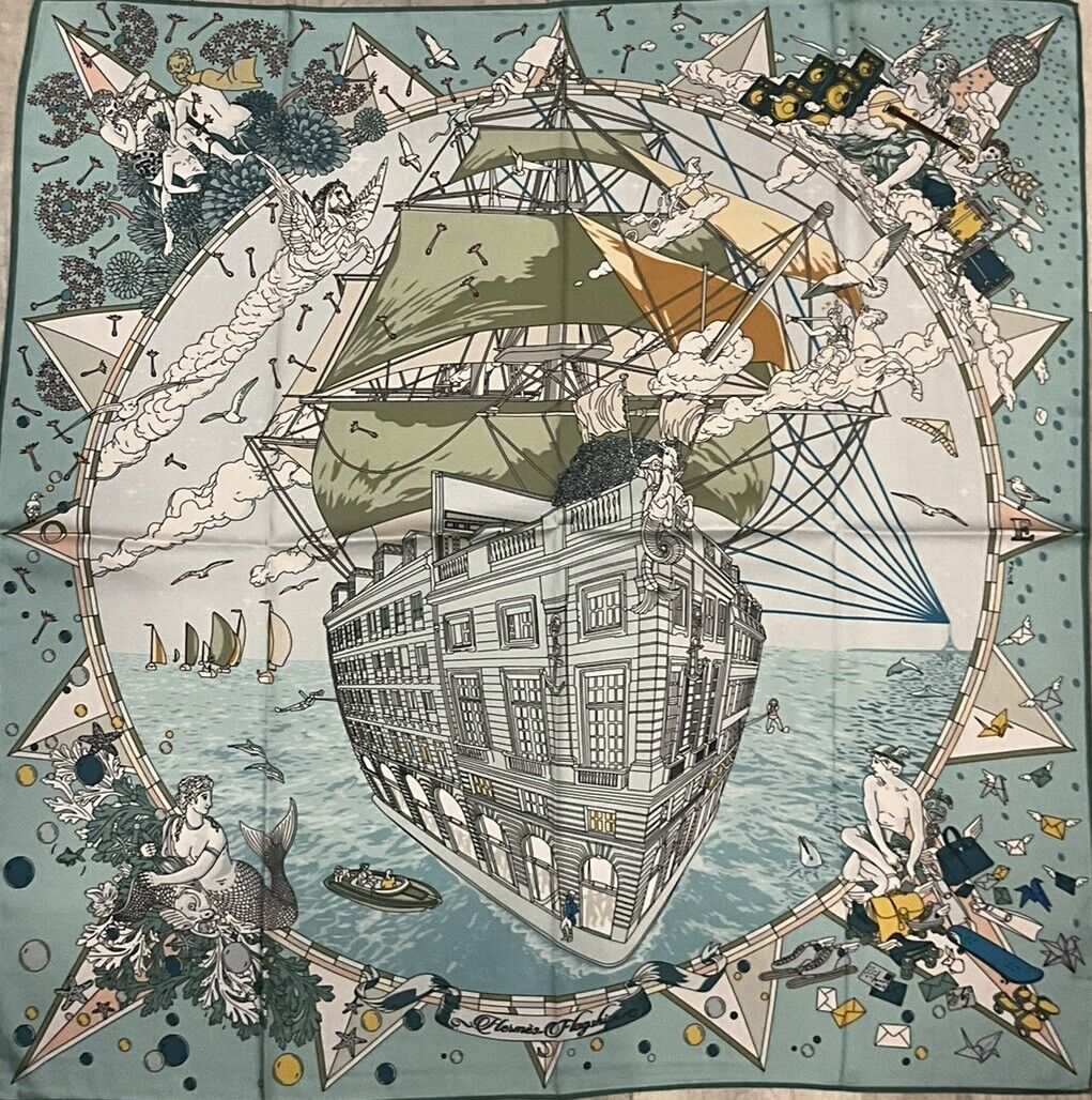 ‘Chainescarf’ Hermes Style Scarf 90cm, 35" Square