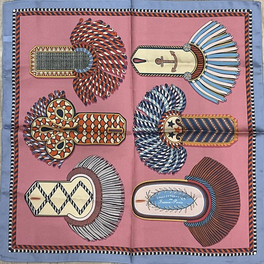 ‘Chainescarf’ 53cm, 20" 100% Silk Feel Square scarf Hermes Style