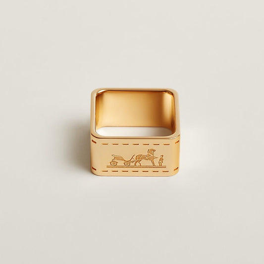 Elite Designer Look Bolduce Square Scarf Ring, Horse Carriage- Rose Gold