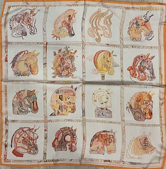 ‘Chainescarf’ 53cm, 27" 100% Silk Feel Elegant Designer Look Square scarf
