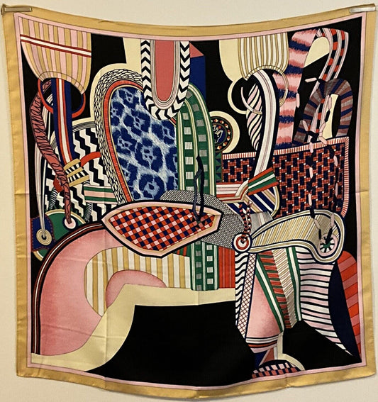 ‘Chainescarf’ 90cm, 35" Square scarf Hermes Style