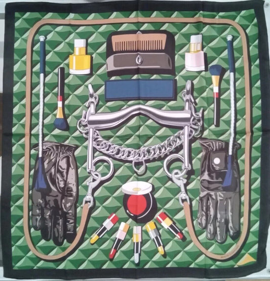 Chainescarf’ 90cm, 35" 100% silk square scarf, elegant designer look