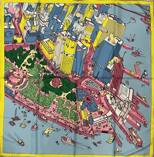 ‘Chainescarf’ 90cm, 35" 100% silk scarf rolled edges, elegant designer look