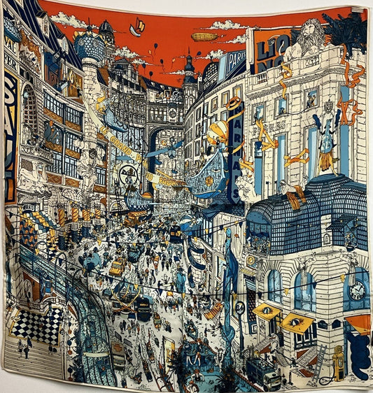 ‘Chainescarf’ 90cm, 35" Square scarf Hermes Style