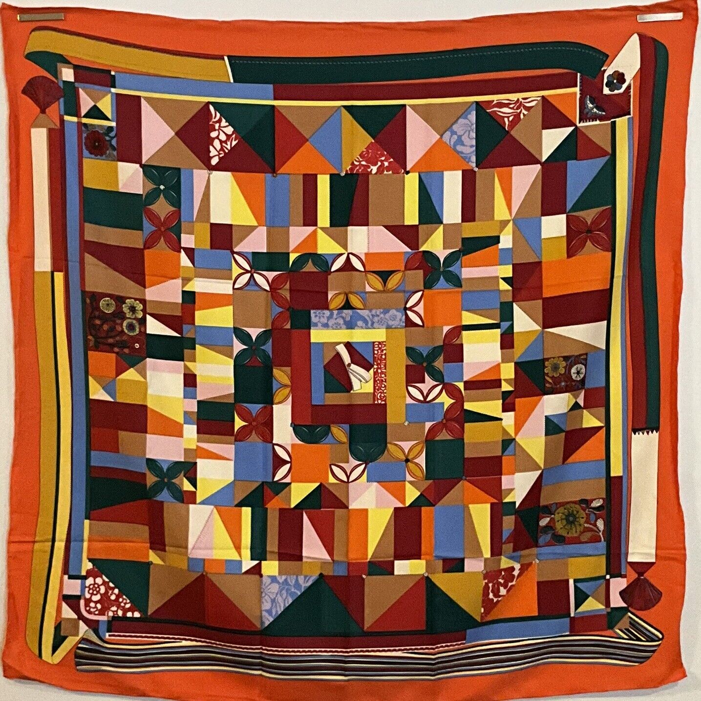 ‘Chainescarf’ 90cm, 35" Square scarf Hermes style