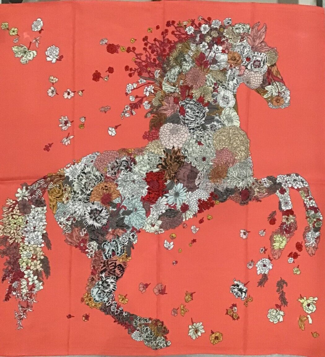 ‘Chainescarf’ 90cm, 35" 100% silk square scarf, elegant designer look