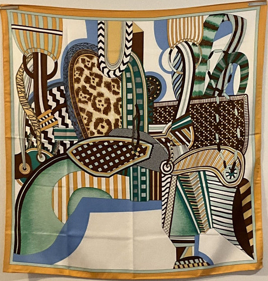 ‘Chainescarf’ 90cm, 35" Square scarf Hermes Style