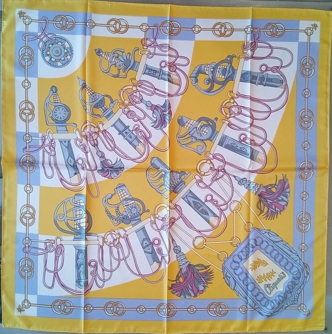 ‘Chainescarf’ 90cm, 35" Square scarf Hermes Style