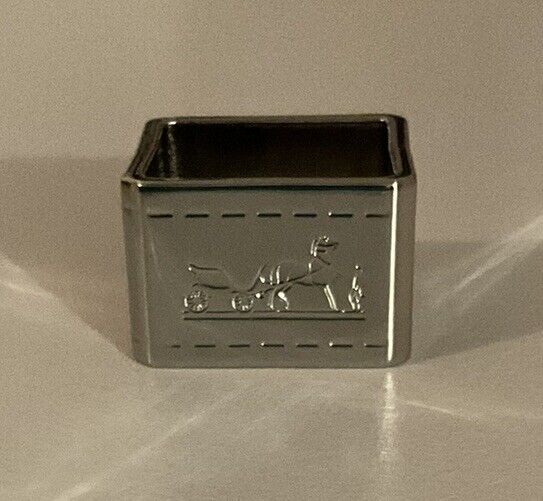 Elite Designer Look Bolduce Square Scarf Ring, Horse Carriage- Silver