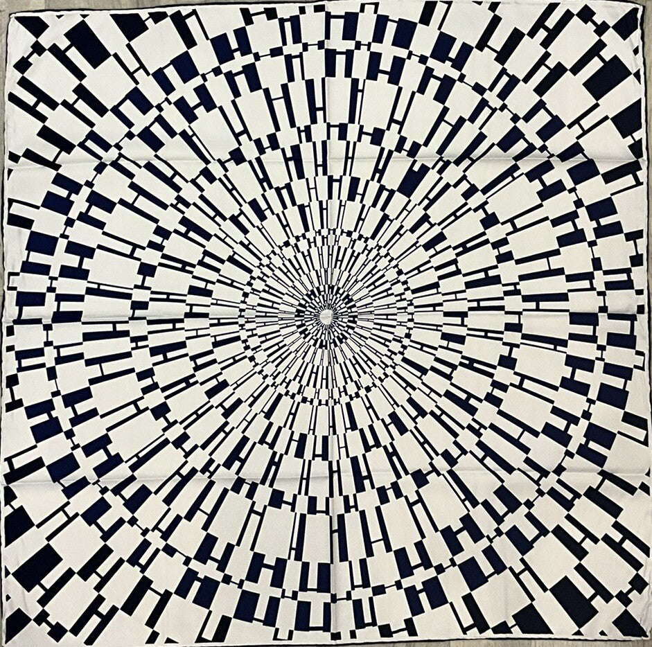 ‘Chainescarf’ 90cm, 35" 100% silk scarf rolled edges, elegant designer look