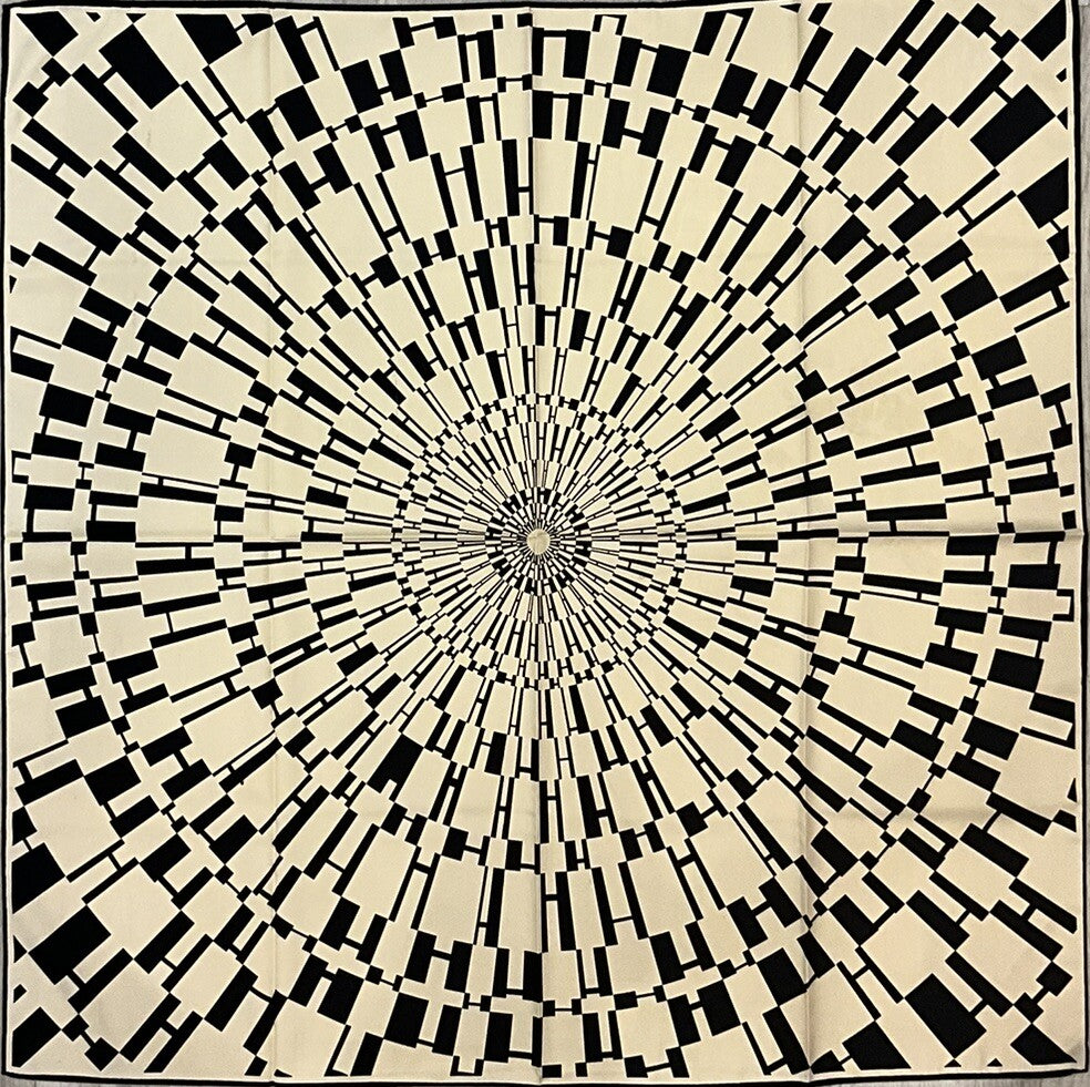 ‘Chainescarf’ 90cm, 35" 100% silk scarf rolled edges, elegant designer look